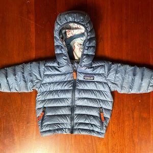Patagonia baby reversible down hoodie.